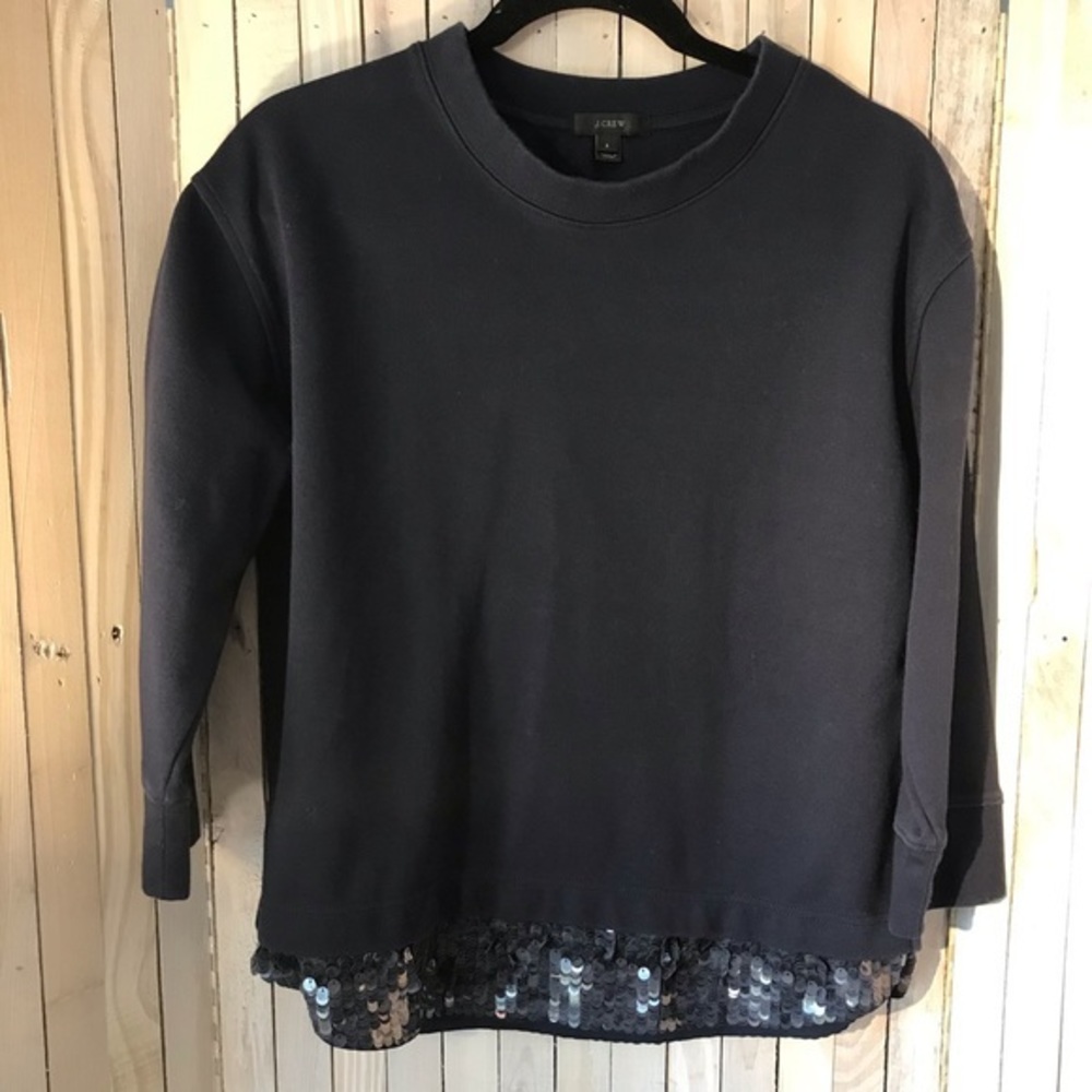 J.Crew Navy Sequin Hem Sweatshirt